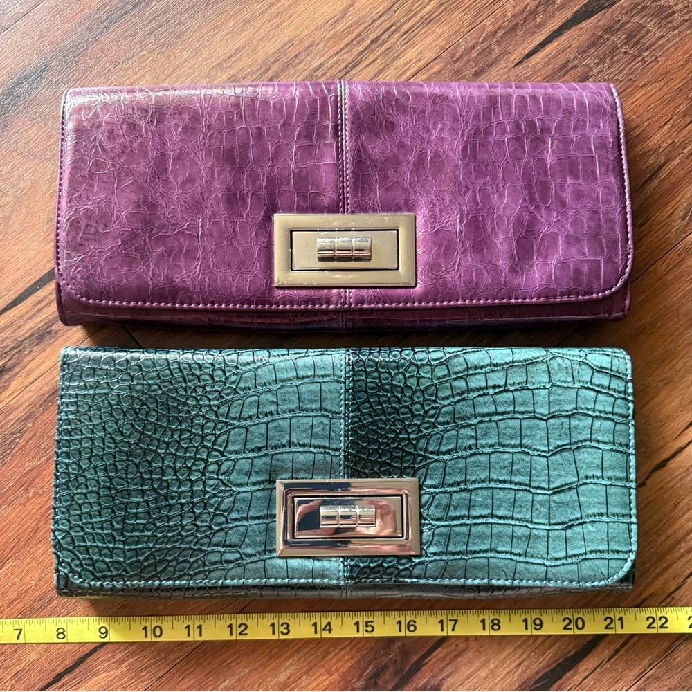 Set of 2 Lulu Townsend - Elegant Purple and Teal Clutches